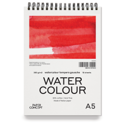 Watercolour spiral paper pad - PaperConcept - cold press, A5, 300 g, 10 sheets