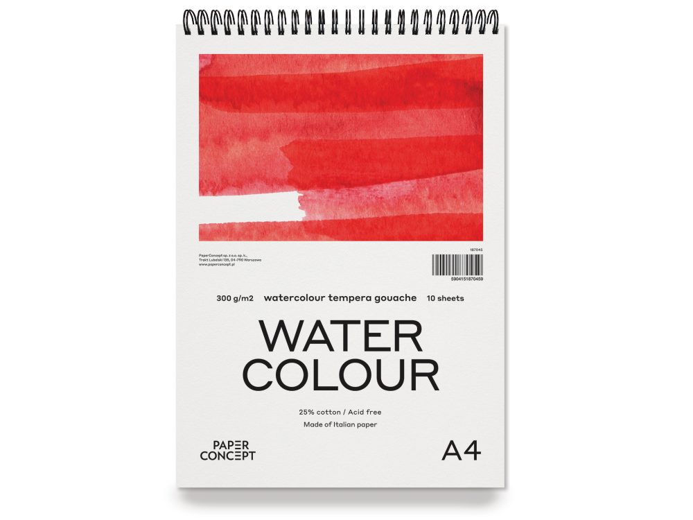 Blok do akwareli Watercolour na spirali - PaperConcept - cold press, A4, 300 g, 10 ark.