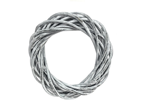 Wianek pleciony, wiklinowy, baza do stroików - szary, 25 cm