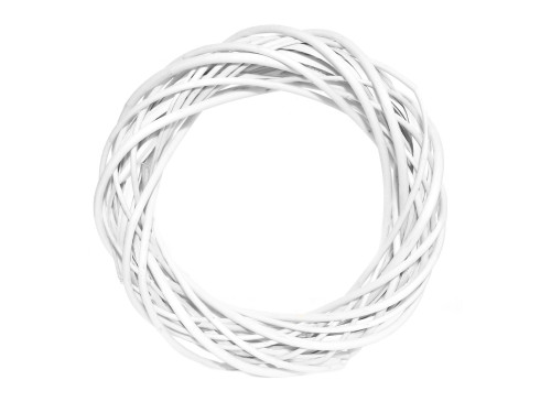 Wianek pleciony, wiklinowy, baza do stroików - biały, 15 cm