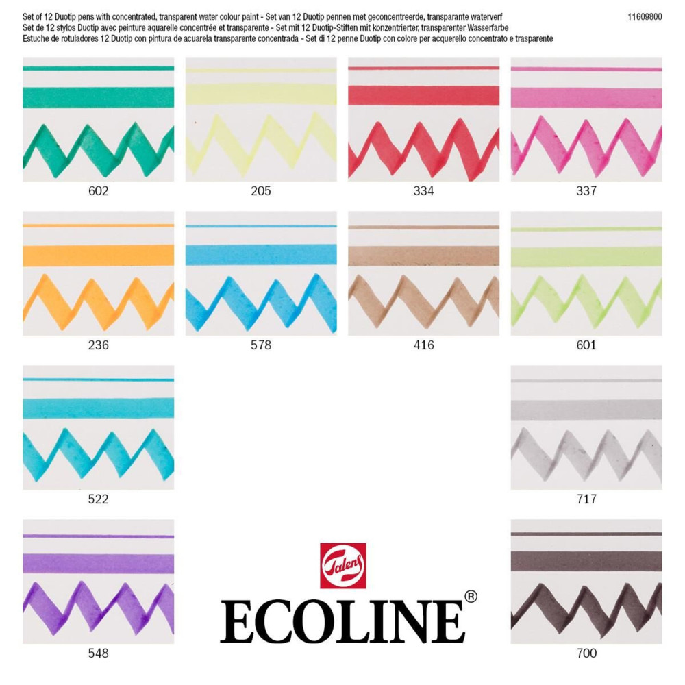 Zestaw pisaków dwustronnych Ecoline Duotip, Basic - Talens - 12 kolorów