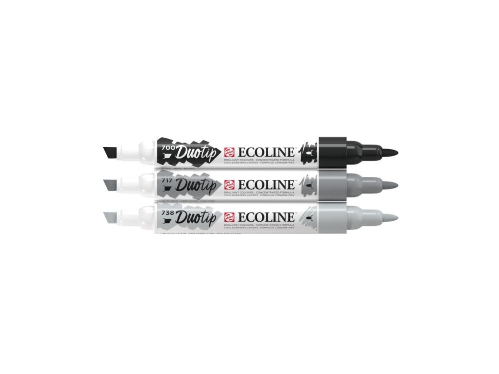 Zestaw pisaków dwustronnych Ecoline Duotip, Black Grey - Talens - 3 kolory