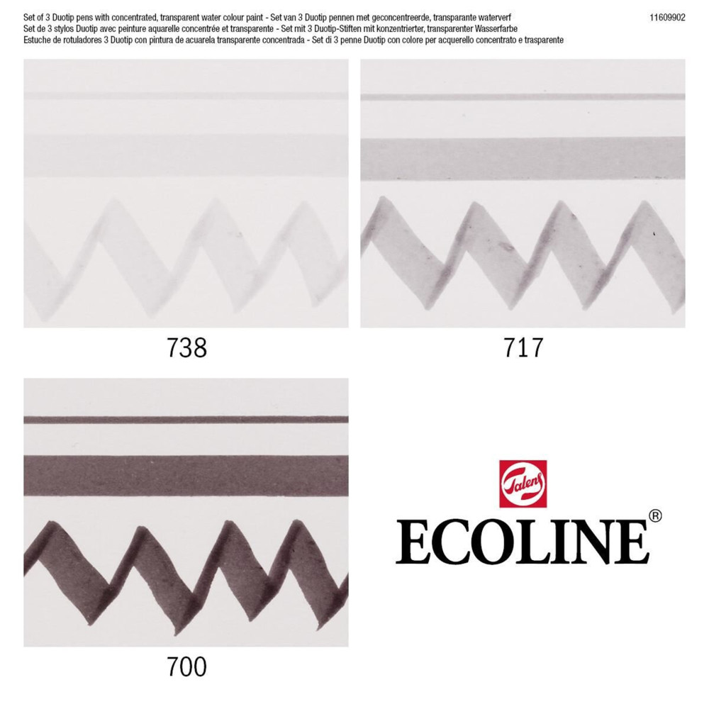 Duotip Ecoline Pen Black Grey Set - Talens - 3 colors