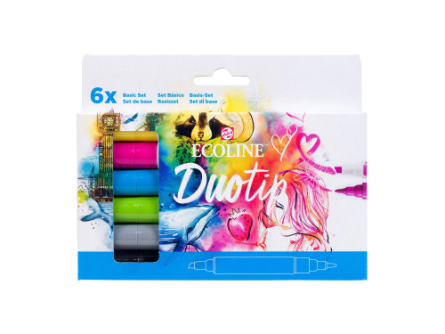Duotip Ecoline Pen Black Basic Set - Talens - 6 colors