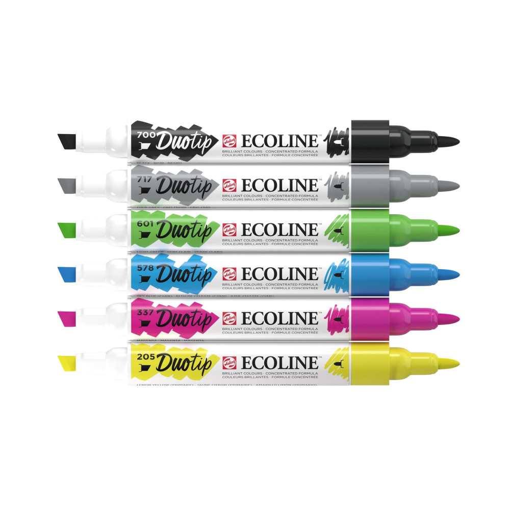 Duotip Ecoline Pen Black Basic Set - Talens - 6 colors
