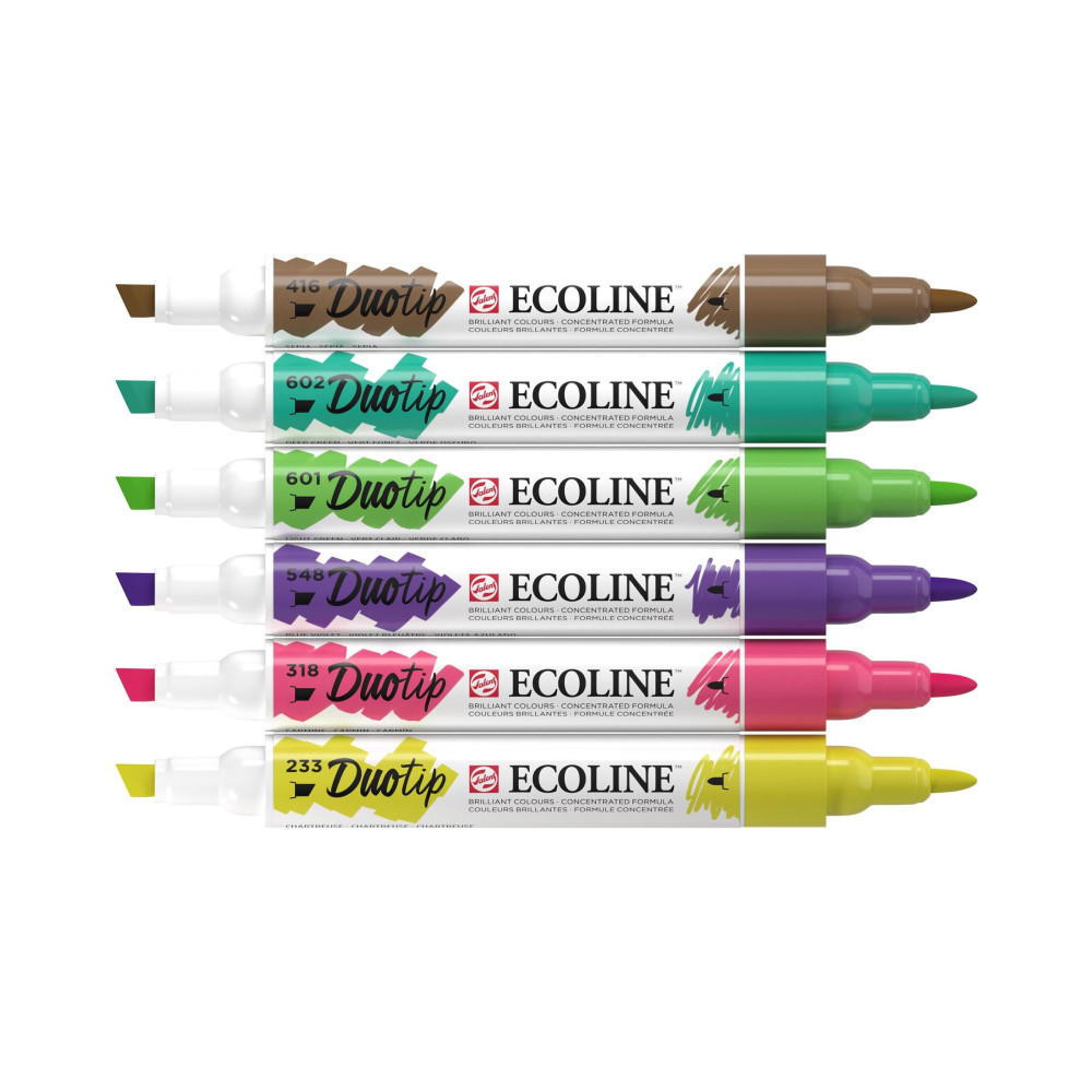 Duotip Ecoline Pen Black Botanic Set - Talens - 6 colors