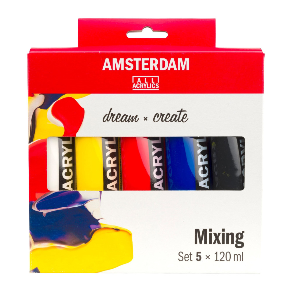 Zestaw farb akrylowych, Mixing - Amsterdam - 5 kolorów x 120 ml