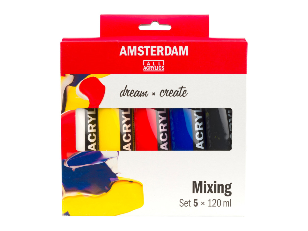 Set of acrylic paints, Mixing - Amsterdam - 5 colors x 120 ml