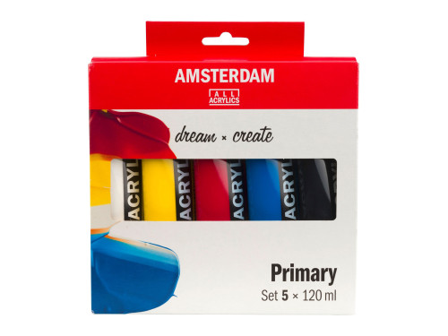 Set of acrylic paints, Primary - Amsterdam - 5 colors x 120 ml