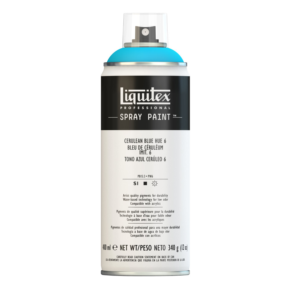 Farba akrylowa w spray'u - Liquitex - Cerulean Blue Hue 6, 400 ml