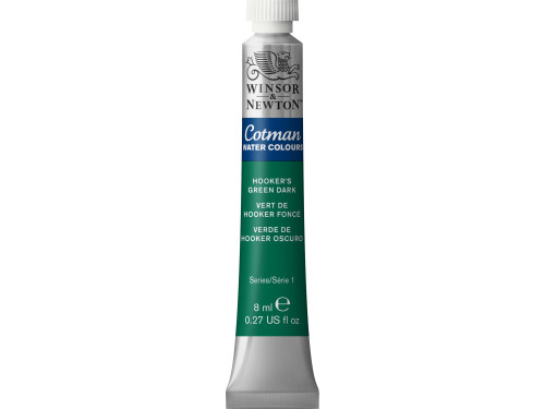 Cotman Watercolor Paint - Winsor & Newton - Hooker's Green Dark, 8 ml