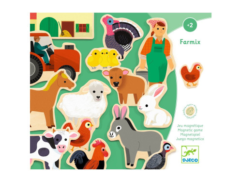 Wooden puzzle with magnets for kids - Djeco - Colorful farm