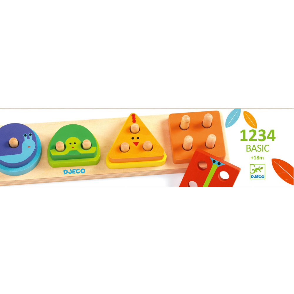 Wooden puzzle for kids 1234 Basic - Djeco