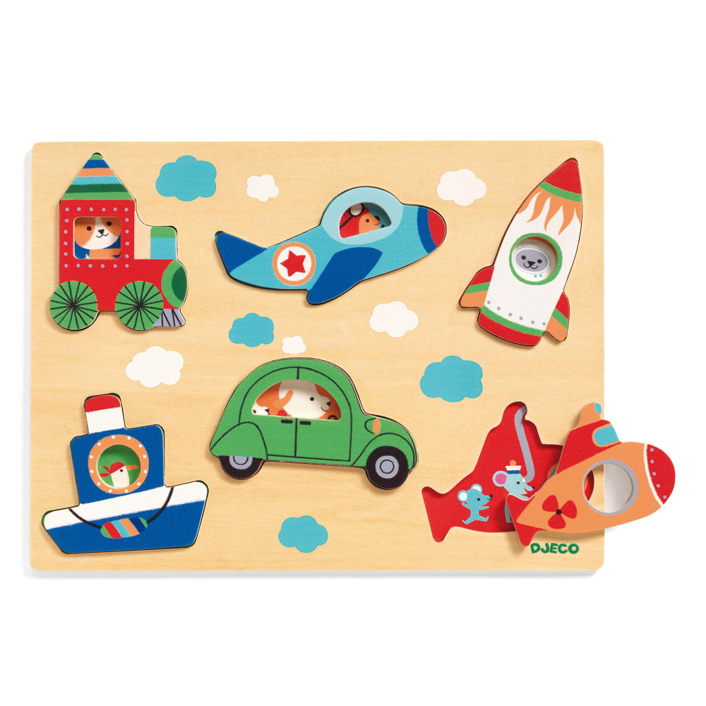 Wooden puzzle for kids - Djeco - Vehicles
