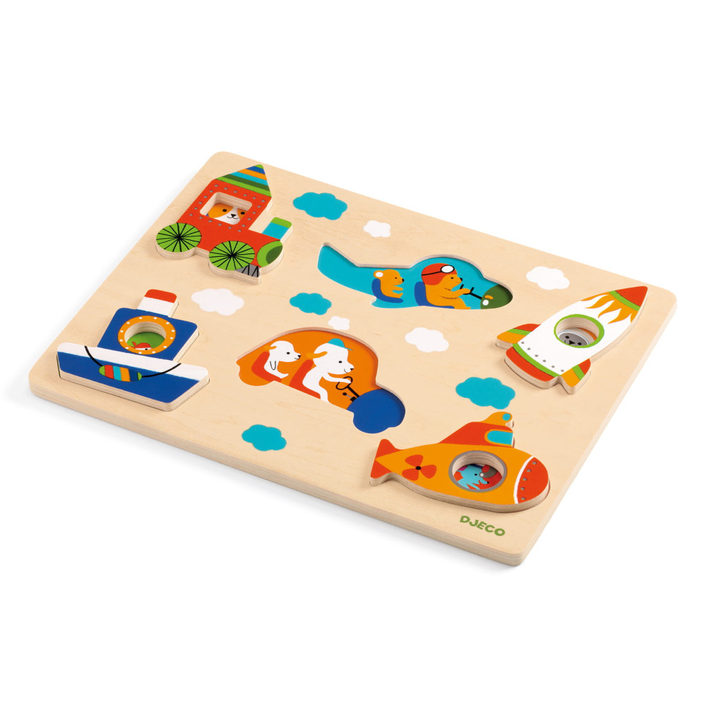 Drewniane puzzle dla dzieci - Djeco - Pojazdy