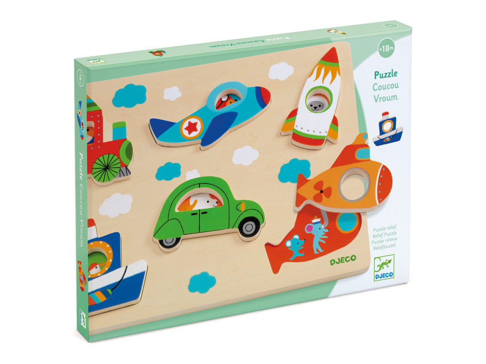 Drewniane puzzle dla dzieci - Djeco - Pojazdy