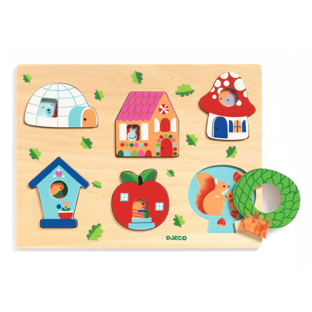 Wooden puzzle for kids - Djeco - Houses