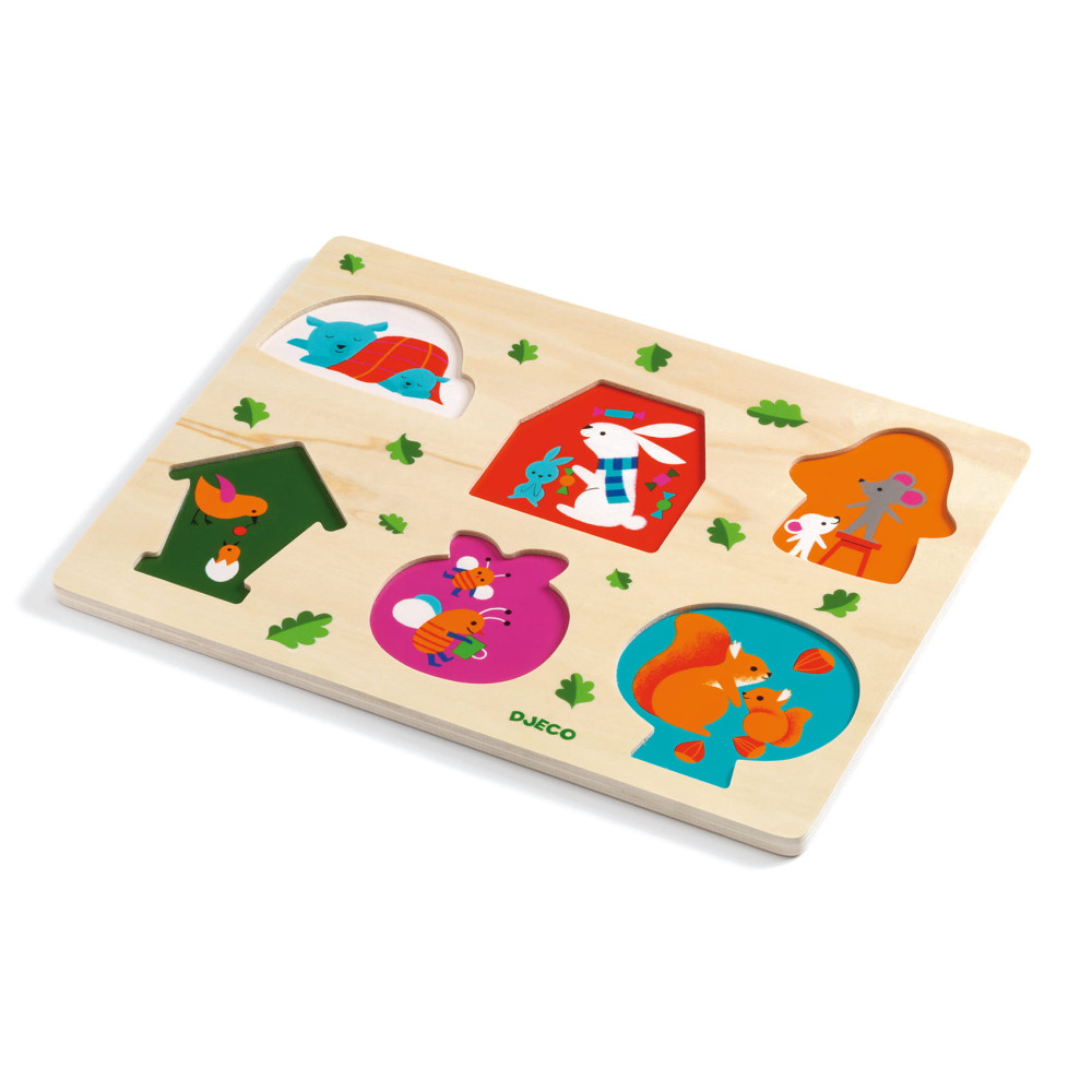 Drewniane puzzle dla dzieci - Djeco - Domki