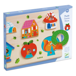 Drewniane puzzle dla dzieci - Djeco - Domki
