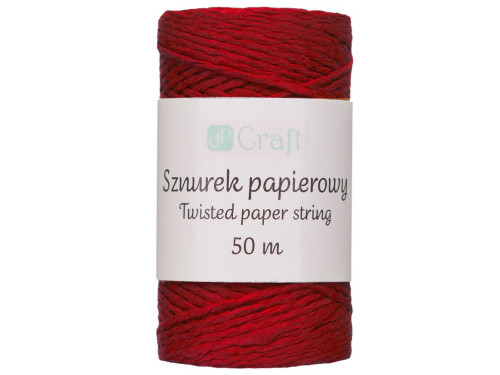 Sznurek papierowy, skręcany - DpCraft - czerwony, 50 m