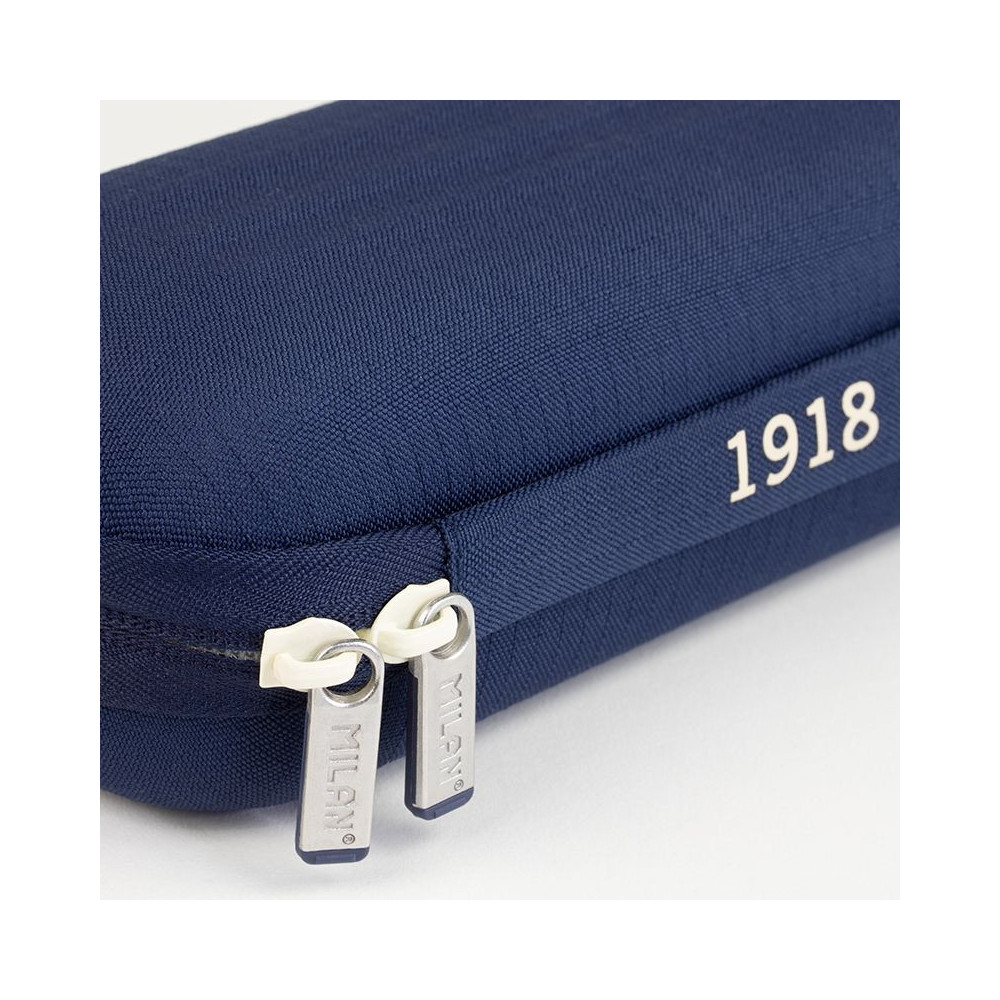 Semi-rigid oval pencil case 1918 series - Milan - navy blue