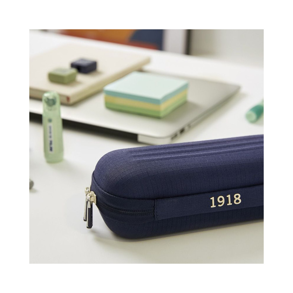 Semi-rigid oval pencil case 1918 series - Milan - navy blue