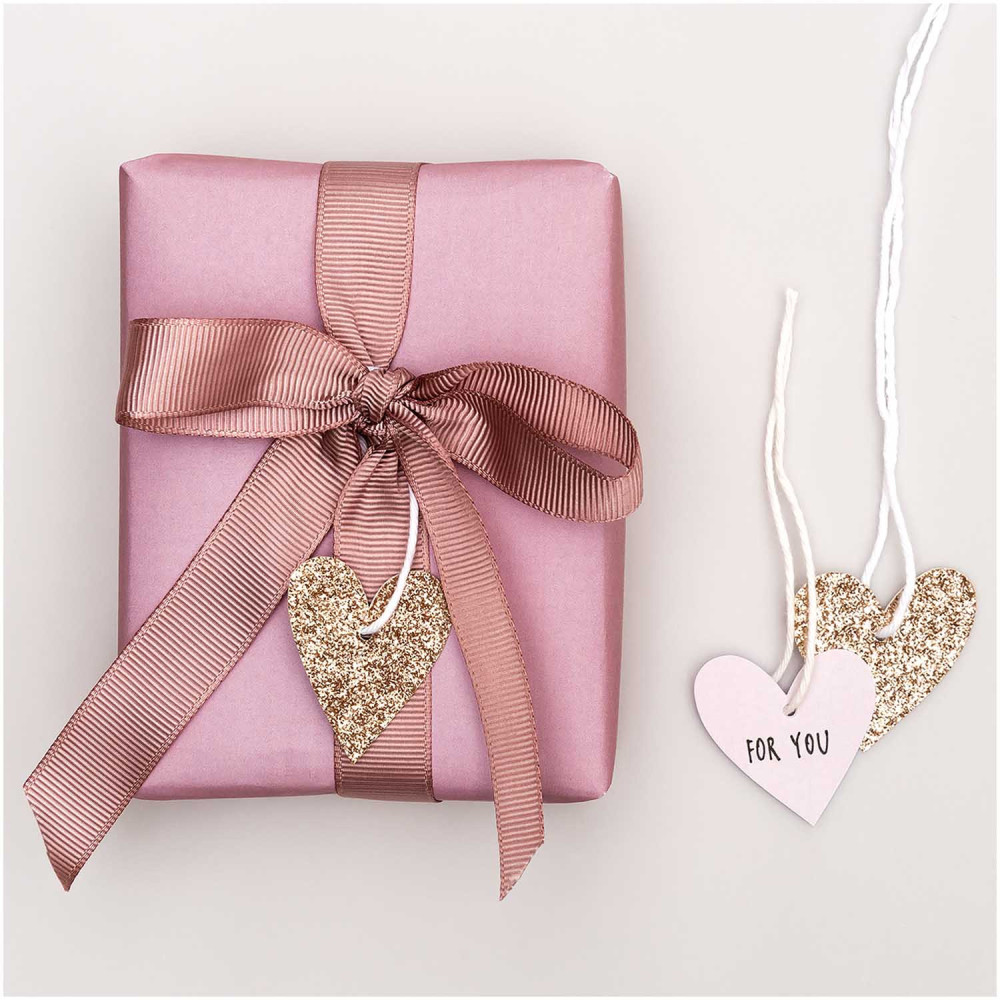 Gifts tags with cord, Hearts - Paper Poetry - pink gold, 24 pcs.