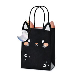 Gift paper bag, Cat - black, 8 x 14 x 18 cm
