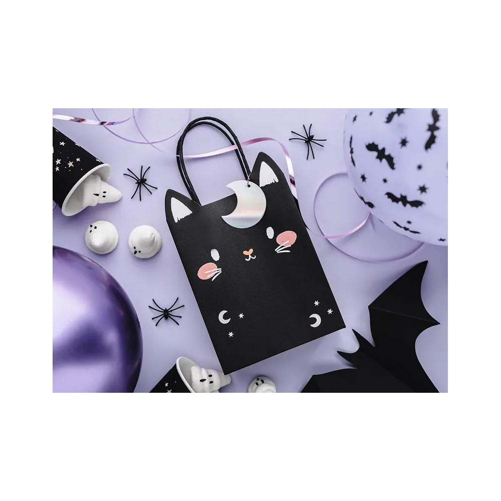 Gift paper bag, Cat - black, 8 x 14 x 18 cm