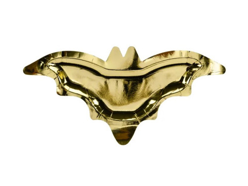 Bat paper plates - gold, 37,5 x 18,5 cm, 6 pcs.