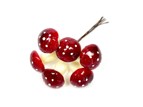 Muchomorki na druciku, wiązka - czerwone, 6 szt.