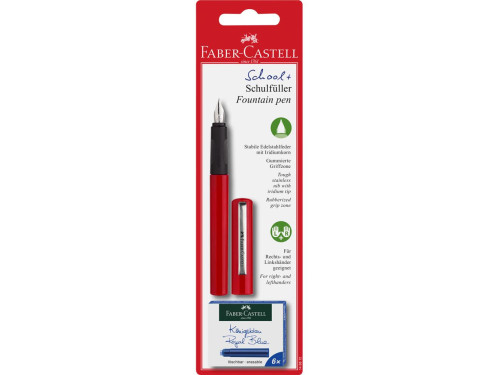 School fountain pen with cartridges - Faber-Castell - red, M