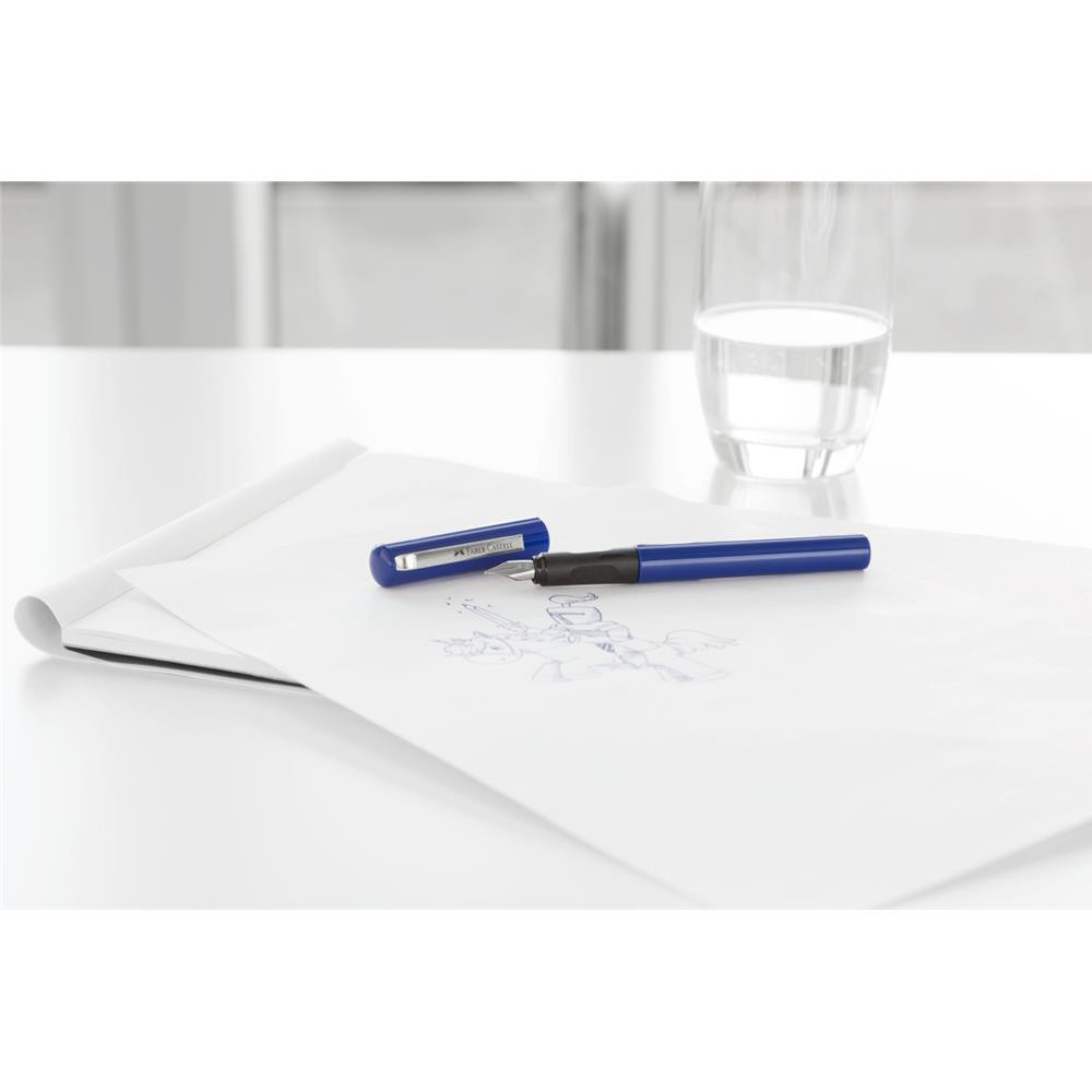School fountain pen with cartridges - Faber-Castell - blue, M