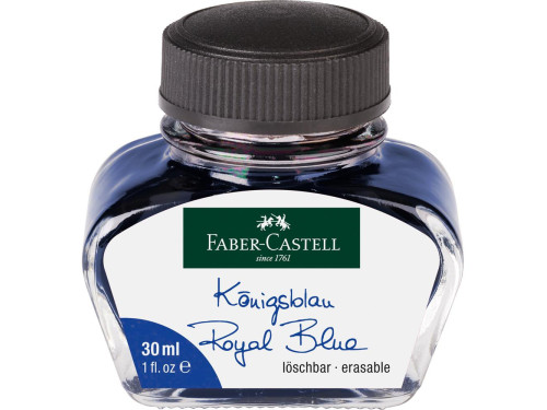 Erasable ink in glass flacon - Faber-Castell - Royal Blue, 30 ml