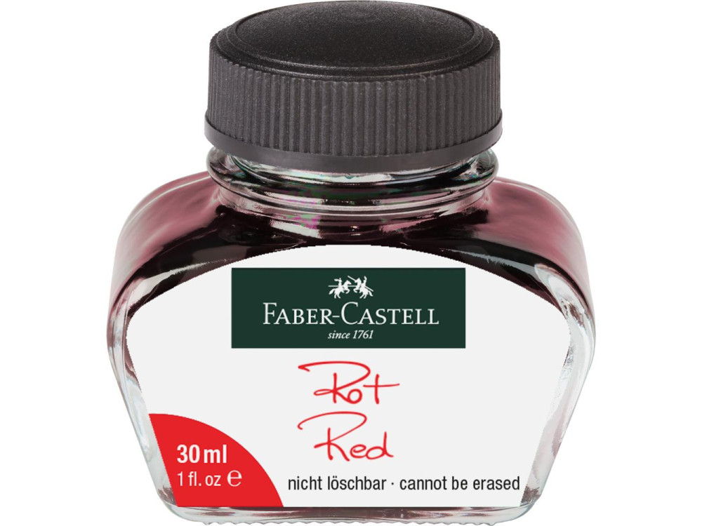 Ink in glass flacon - Faber-Castell - Red, 30 ml