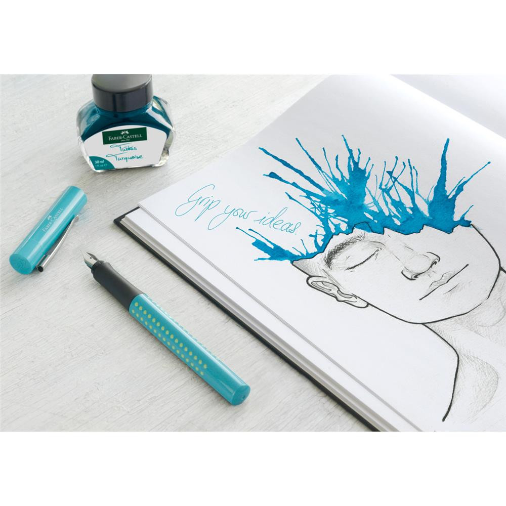 Erasable ink in glass flacon - Faber-Castell - Turquoise, 30 ml