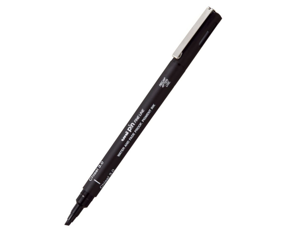 Fineliner Pen Pin CS3-200 - Uni - black, chisel, 3 mm