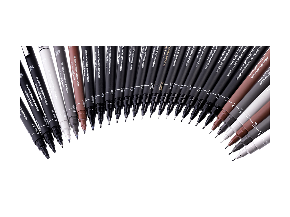 Set of fineliner pens Pin 200 - Uni - black, 12 pcs.