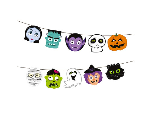 Halloween garland, Monsters heads - 150 cm