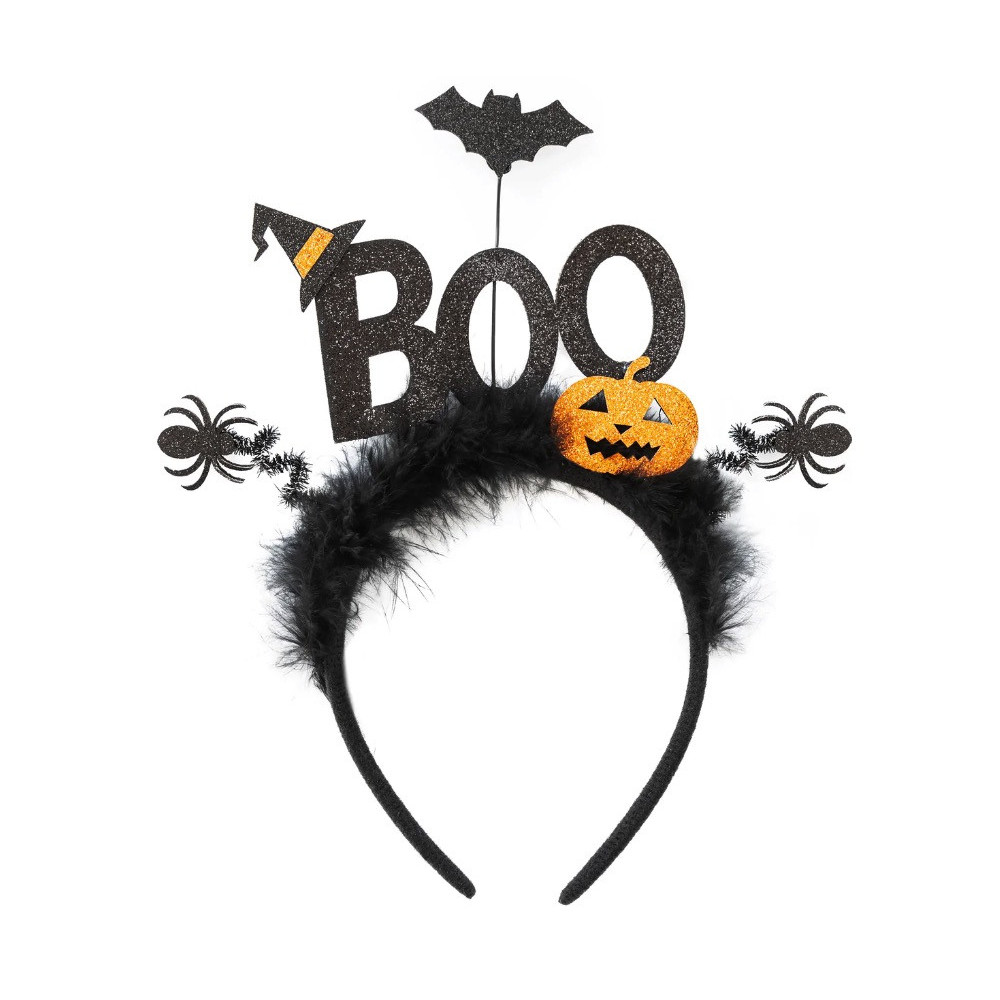 Opaska na Halloween Boo, Dynia - czarna, 26 x 21 cm