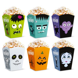 Spooky popcorn boxes, Halloween Monsters - 10 x 7,5 cm, 6 pcs.