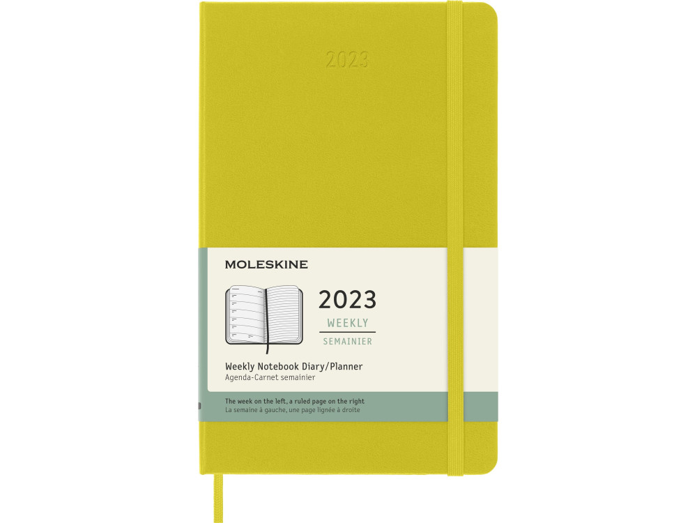 Kalendarz tygodniowy 2023 - Moleskine - Hay Yellow, twarda okładka, L