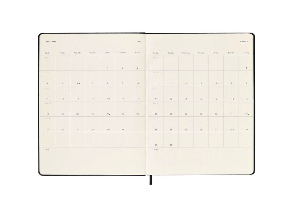 Kalendarz tygodniowy 2023 - Moleskine - Black, twarda okładka, XL