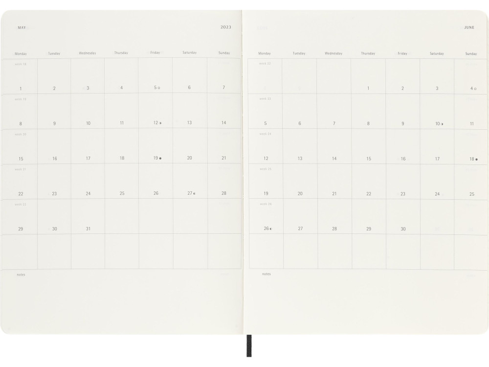 Kalendarz tygodniowy 2023 - Moleskine - Black, miękka okładka, XL