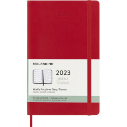 Kalendarz tygodniowy 2023 - Moleskine - Scarlet Red, miękka okładka, L