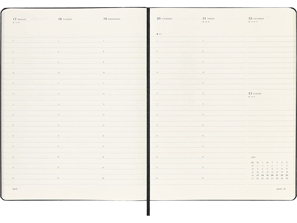 Kalendarz tygodniowy PRO, 2023 - Moleskine - Black, twarda okładka, XL
