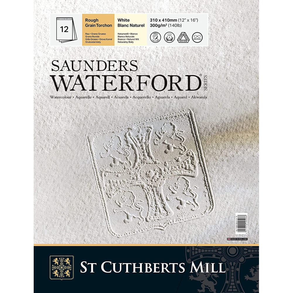 Saunders Waterford watercolor paper pad - rough, 31 x 41 cm, 300 g, 12 sheets