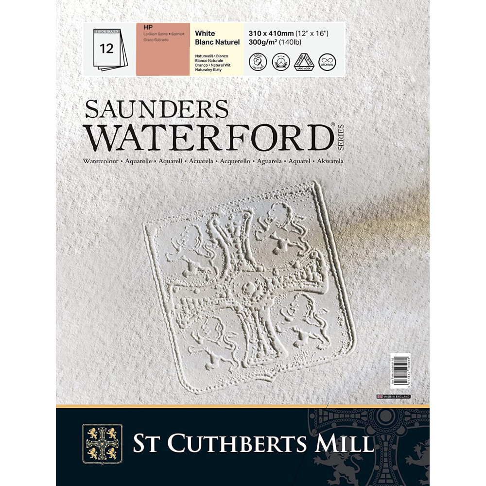 Saunders Waterford watercolor paper pad - hot press, 31 x 41 cm, 300 g, 12 sheets