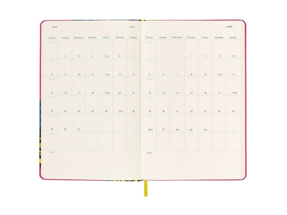 Kalendarz tygodniowy 2023, Frida Kahlo - Moleskine - Pink, twarda okładka, L