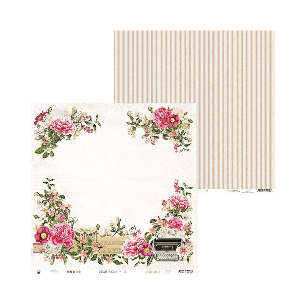Scrapbooking paper 30,5 x 30,5 cm - Piątek Trzynastego - Dear Love 01